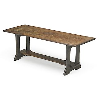 AMERICAN ARTS & CRAFTS Large trestle table
