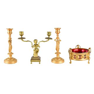 Four (4) Antique Gilt Bronze Tableware