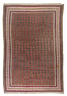 A Kilim Flatweave Wool Rug, 10 feet 11 inches x 6 feet 11 inches.