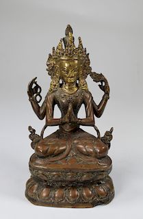 Ming, Tibetan Bronze Seated Avalokitesvara