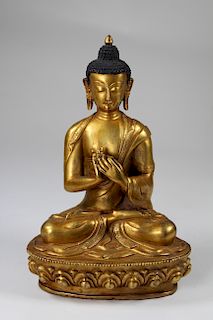 Sino-Tibetan Gilt Bronze Vairochana Buddha