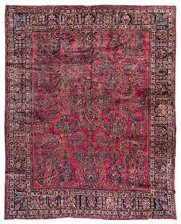 A Sarouk Wool Rug, 11 feet 11 inches x 9 feet 11 inches.