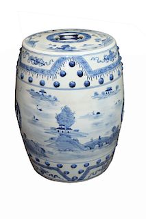 Chinese Blue & White Porcelain Garden Stool