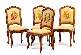 A Set of Four French Provincial Side Chairs Height 39 inches.