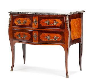 A Louis XV Gilt Bronze Mounted Amaranth Commode Height 33 x width 38 1/2 x depth 20 inches.