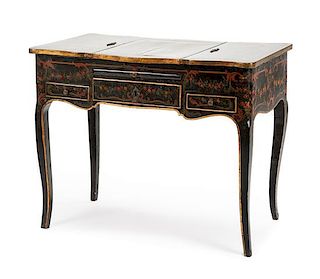 A Louis XV Painted Poudreuse Height 27 1/2 x width 32 x depth 18 inches.