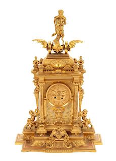 A Louis XV Style Gilt Bronze Mounted Clock Height 30 1/4 inches.