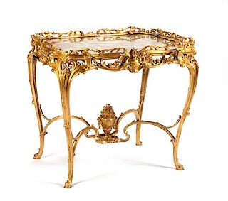 A Louis XV Style Gilt Bronze Table Height 30 x width 33 x depth 27 1/2 inches.
