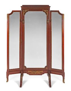 A Louis XVI Style Gilt Bronze Mounted Mahogany Dressing Mirror Height 89 1/2 x width 67 1/2 inches.