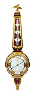 * A Louis XVI Style Gilt Bronze Mounted Boulle Marquetry Barometer
