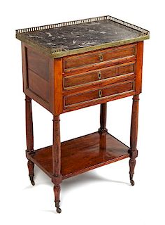 * A Directoire Style Mahogany Side Table Height 29 x width 18 1/2 x depth 12 inches.