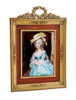 A French Enameled Plaque Plaque: height 6 3/8 x width 4 3/4 inches.