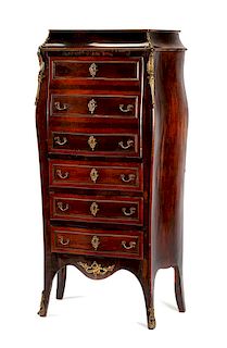 A French Bronze Mounted Rosewood Secretaire Height 46 1/2 x width 26 x depth 20 inches.