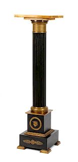 A Charles X Bronze Pedestal Height 45 x width 12 1/2 x depth 12 1/2 inches.