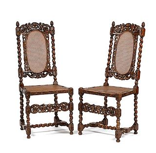 A Set of Six Renaissance Revival Dining Chairs Height 46 1/2 inches.