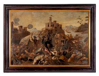 Continental School, (18th Century), Battles (a pair of works)