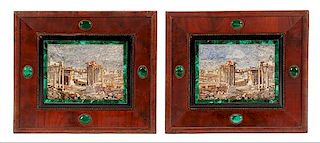 A Pair of Italian Micromosaic Panels Micromosaic: 8 5/8 x 11 5/8 inches.