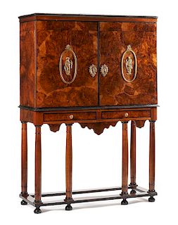 A Dutch Gilt Bronze Mounted Cabinet on Stand Height 76 x width 53 1/2 x depth 20 1/2 inches.
