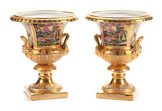 A Pair of Berlin (K.P.M.) Porcelain Urns Height 19 inches.
