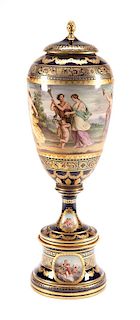 A Large Vienna Porcelain Covered Vase Height 43 inches.