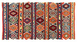A Shirvan Kilim Wool Rug 8 feet 10 inches x 4 feet 7 inches.