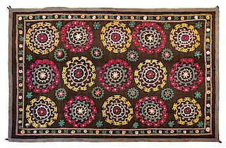An Uzbek Suzani Panel 8 feet 10 inches x 5 feet 7 inches.