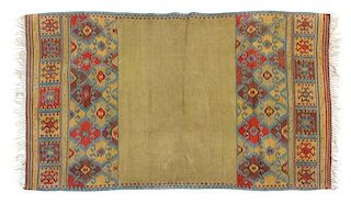A Turkish Kilim Wool Rug 6 feet 3 inches x 3 feet 10 inches.