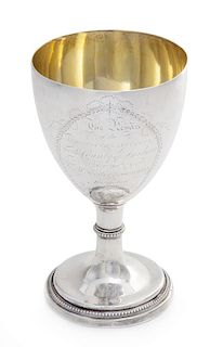 A George III Silver Presentation Cup, John Langlands & John Robertson, Newcastle, Circa 1785, the body with the engraved inscrip