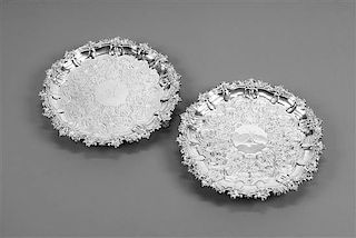 A Pair of Scottish George III Silver Salvers, James & William Marshall, Edinburgh, 1803, of circular form, the rim worked with r