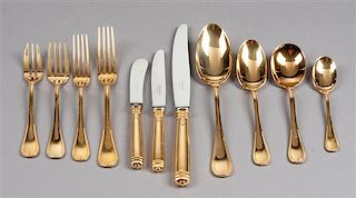 A French Gilt Silver-Plate Flatware Service, Christofle, Paris, 20th Century, Malmaison pattern, comprising: 108 dinner knives i