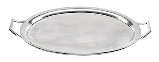 An Austro-Hungarian Silver Tray, Vienna, Late 19th/Early 20th Century, of handled oval form.