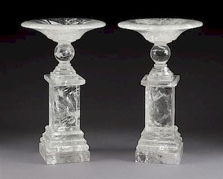 A Pair of Rock Crystal Tazze Height 9 1/4 inches.