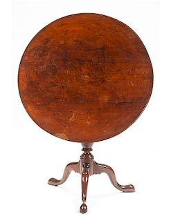 An American Mahogany Tea Table Height 31 x diameter of top 35 inches.
