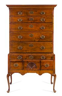 An American Maple Highboy Height 70 3/4 x width 40 1/2 x depth 22 inches.