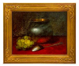 Carducius Plantagenet Ream, (American, 1837-1917), Still Life with Grapes and Spoon