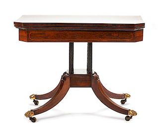An American Classical Style Mahogany Banded Game Table Height 28 x width 36 x depth 18 inches.