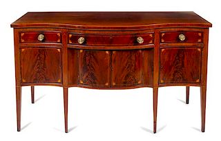 A Federal Style Mahogany Sideboard Height 37 3/4 x width 64 7/8 x depth 24 3/8 inches.