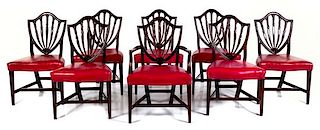 A Set of Eight American Hepplewhite Style Mahogany Dining Chairs Height 37 inches.