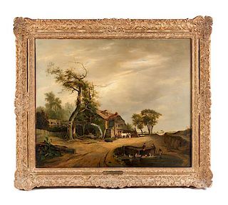 George Vincent, (British, 1796-1831), An Old Farmstead Near Norwich