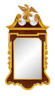 A George II Style Parcel Gilt Mahogany Mirror Height 55 x width 28 3/8 inches.