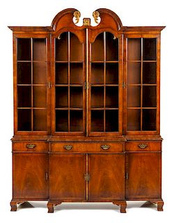 * A George III Mahogany Breakfront Bookcase Height 89 x width 67 x depth 16 inches.