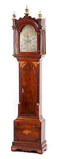 An English Mahogany Tall Case Clock Height 90 x width 20 1/2 x depth 10 1/2 inches.