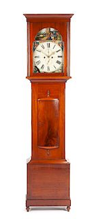 A Scottish Mahogany Tall Case Clock Height 86 x width 21 1/2 x depth 11 inches.