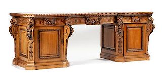 A George III Carved Mahogany Sideboard Height 36 x width 100 x depth 33 1/2 inches.