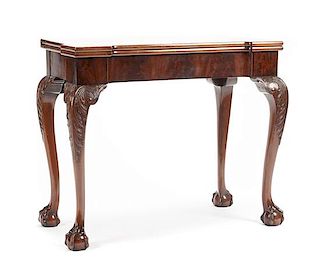 A George III Mahogany Flip-Top Game Table Height 31 x width 36 x depth 18 inches.