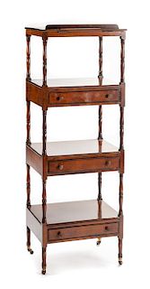 A George III Style Mahogany Etagere Height 49 x width 18 x depth 13 1/2 inches.