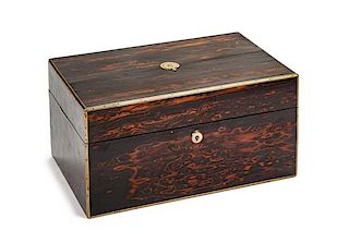 A Regency Style Calamander Vanity Box Width 12 1/4 inches.