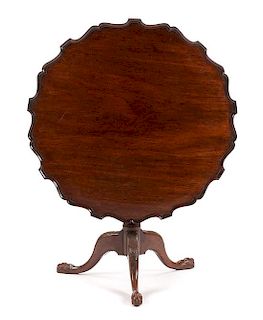 A Georgian Mahogany Tilt-Top Tea Table Height 28 x diameter of top 36 1/2 inches.
