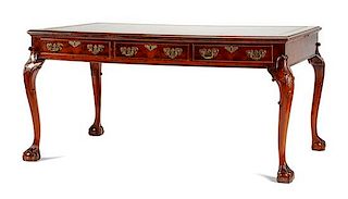 A Georgian Style Mahogany Partner's Desk Height 30 x width 61 x depth 37 inches.