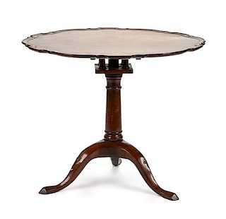 A Georgian Style Mahogany Tilt-Top Tea Table Height 28 x diameter of top 34 inches.
